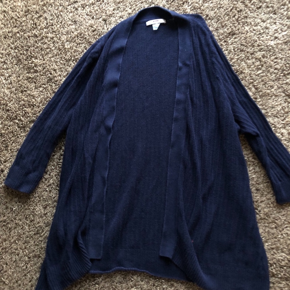 Long blue cardigan